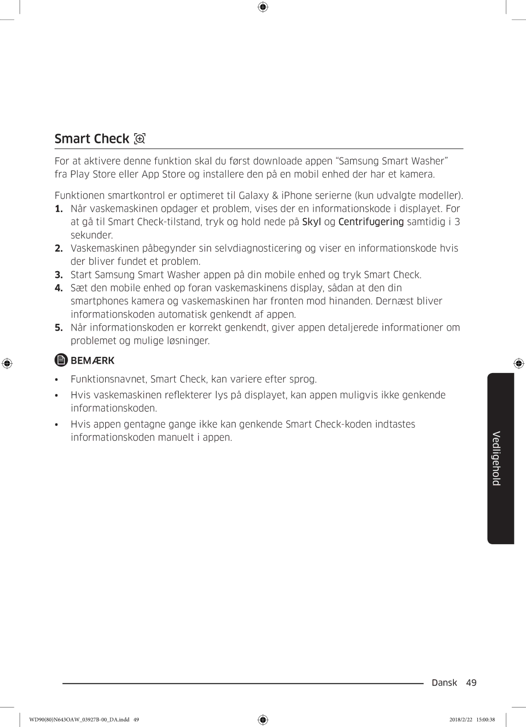 Samsung WD90N643OAW/EE manual Informationskoden manuelt i appen 