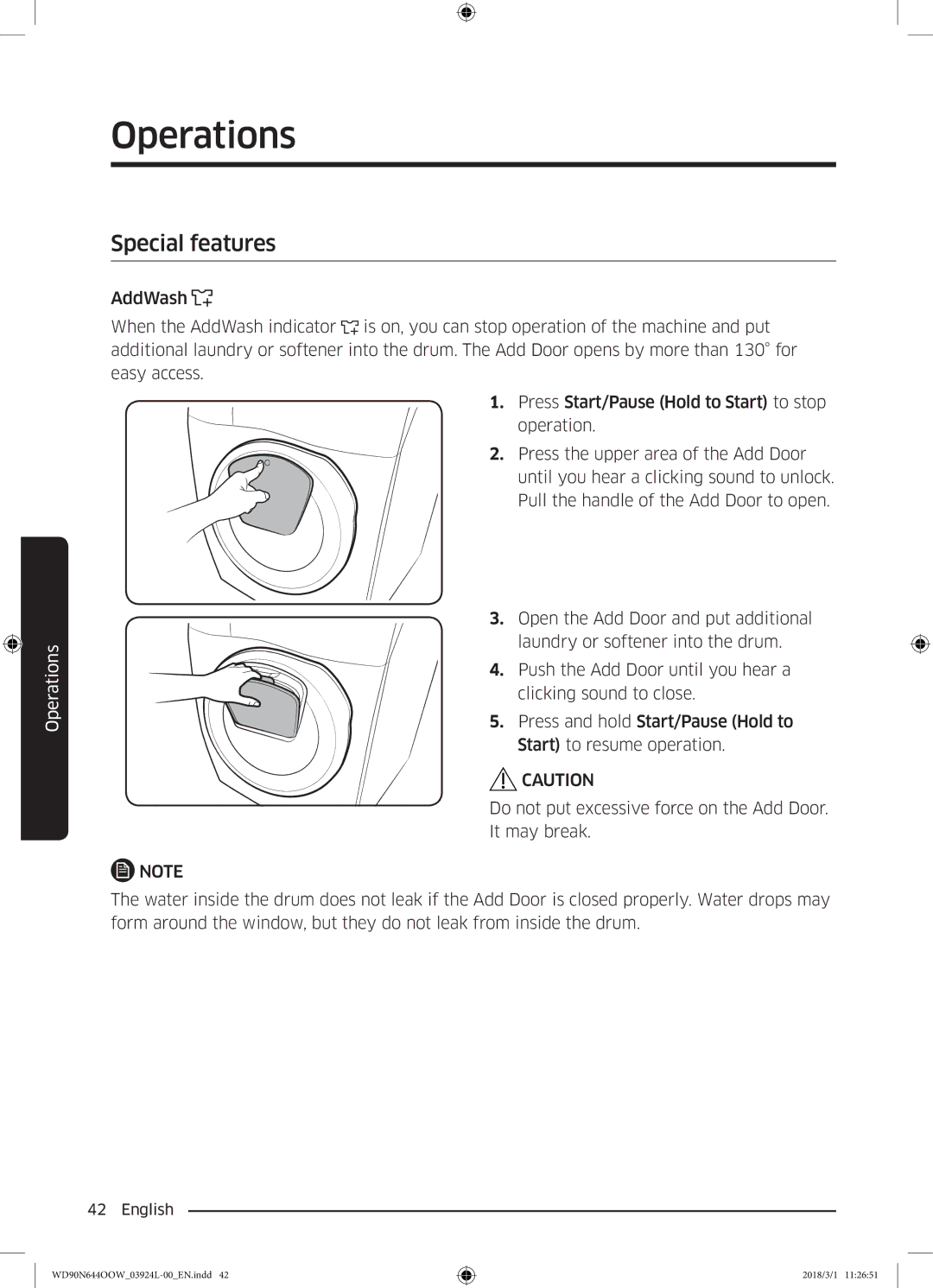 Samsung WD90N644OOW/LE manual Special features 