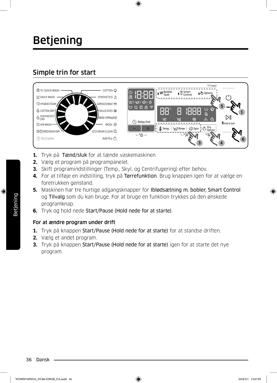 Samsung WD90N740NOA/EE manual Simple trin for start 