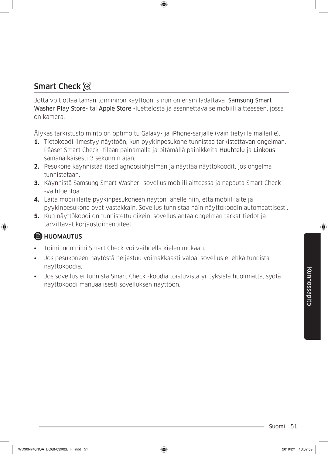 Samsung WD90N740NOA/EE manual Smart Check 