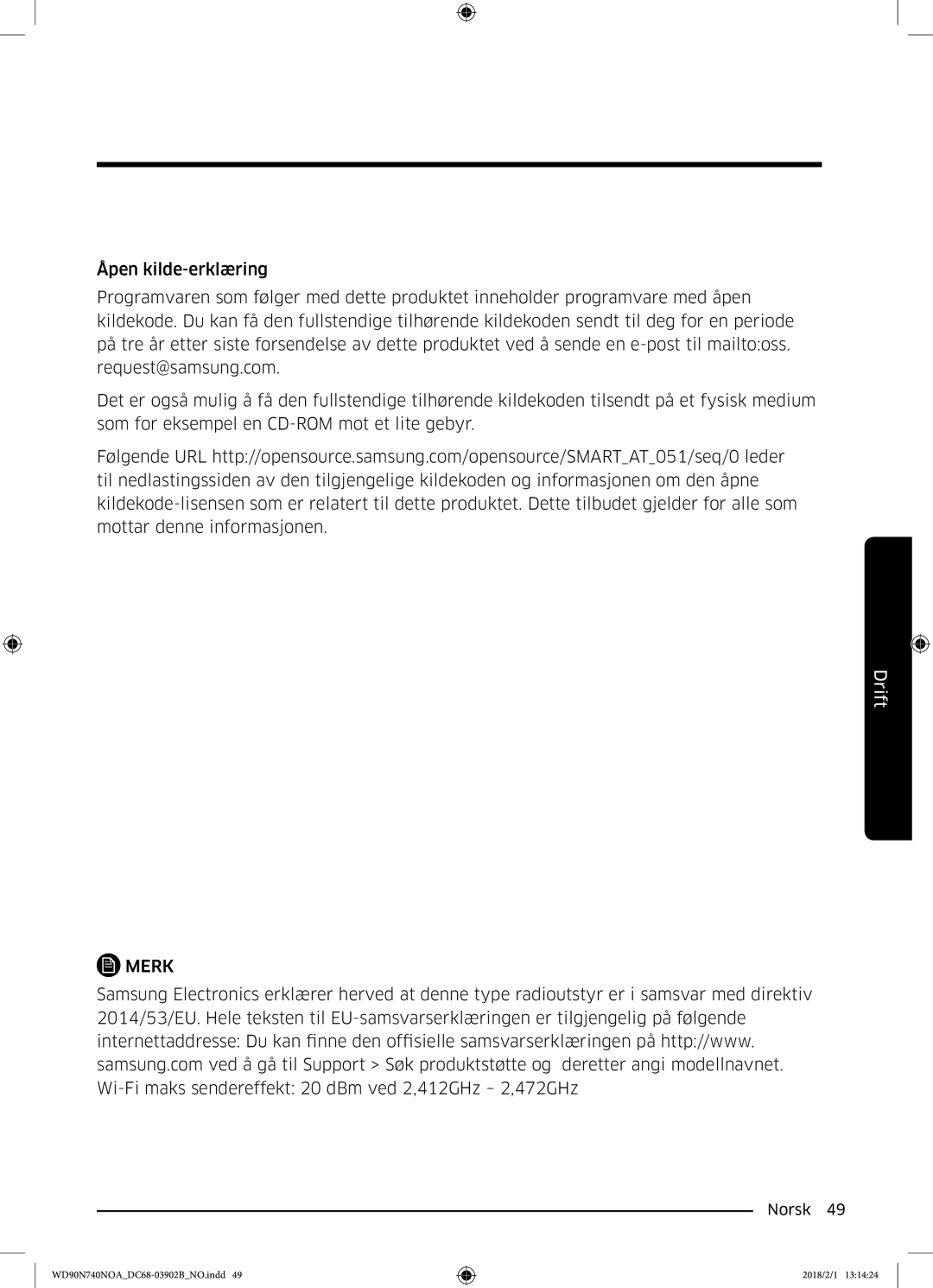 Samsung WD90N740NOA/EE manual Merk 