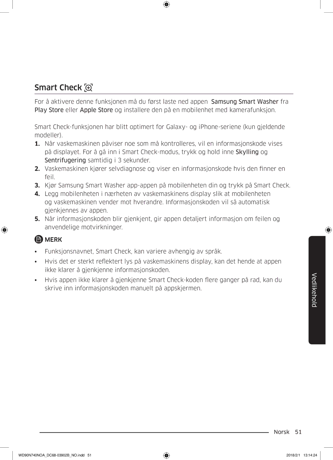 Samsung WD90N740NOA/EE manual Smart Check 