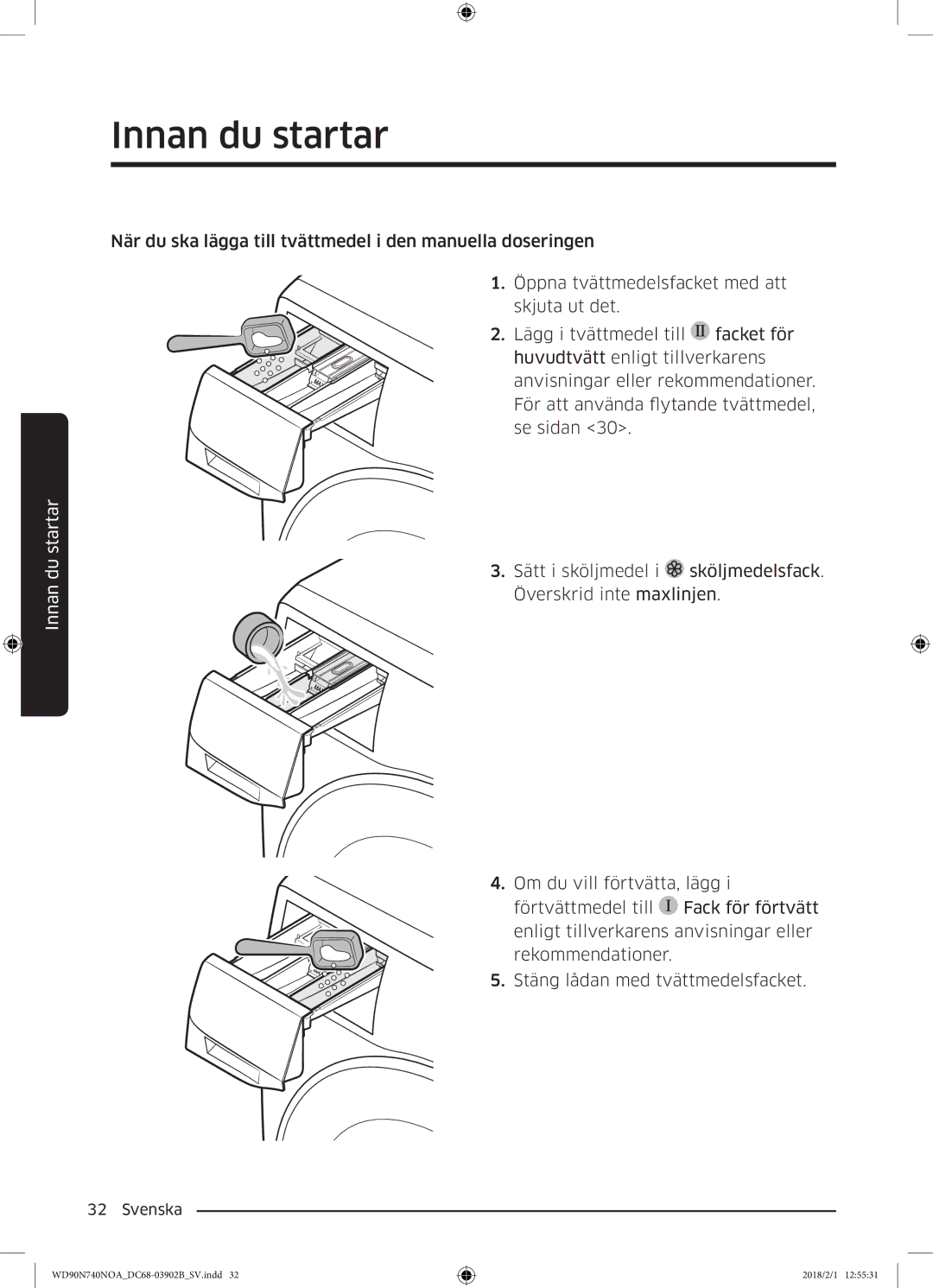 Samsung WD90N740NOA/EE manual Innan du startar 