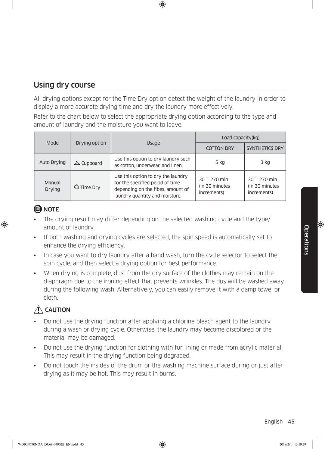 Samsung WD90N740NOA/EE manual Using dry course 