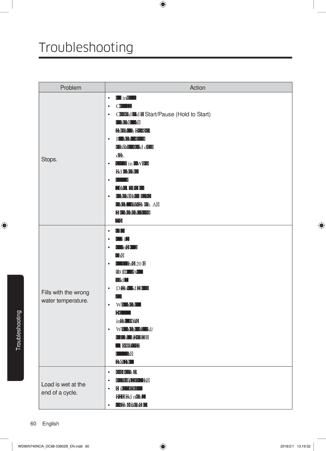 Samsung WD90N740NOA/EE manual Troubleshooting 