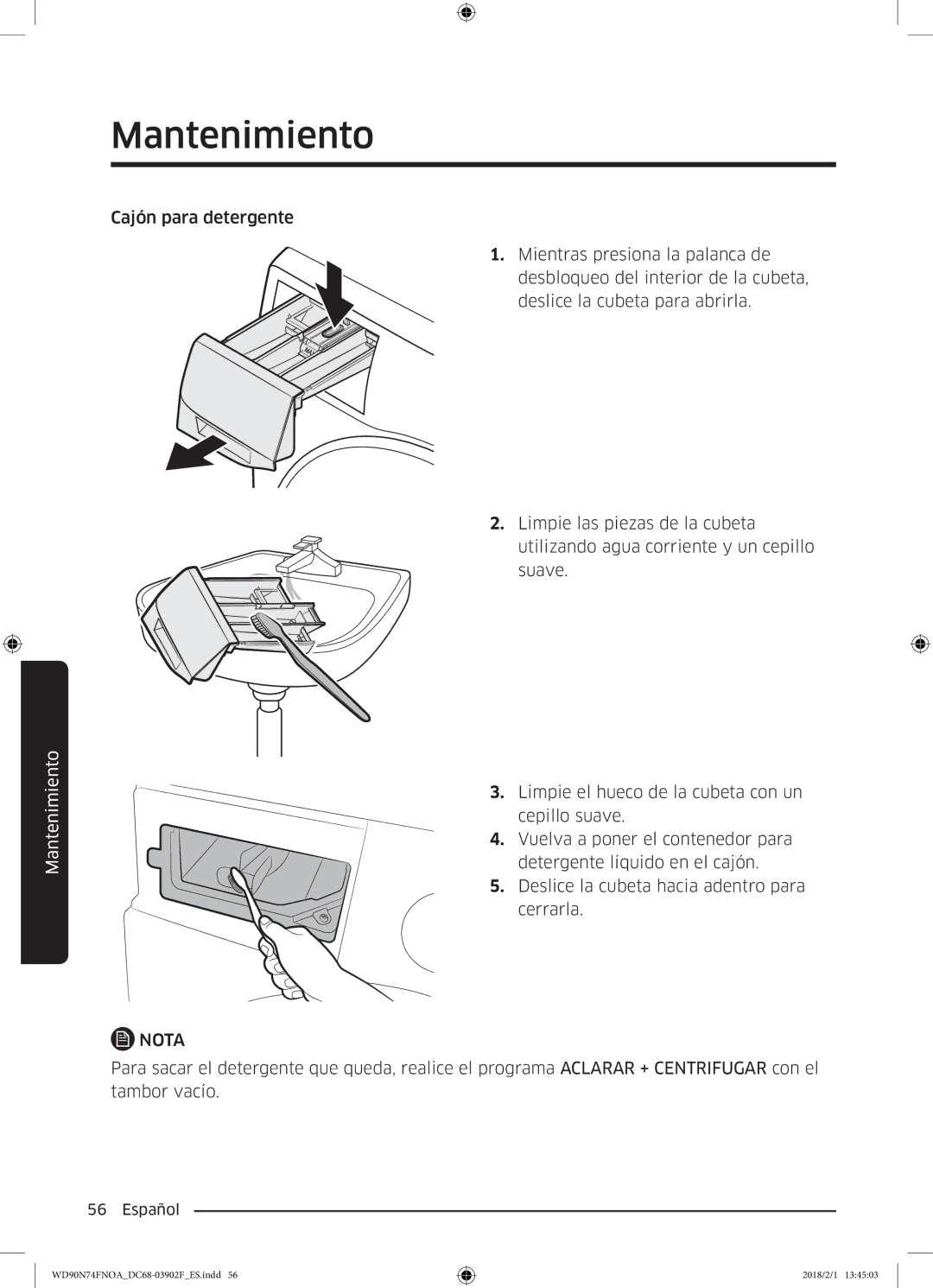 Samsung WD90N74FNOA/EC manual Mantenimiento 