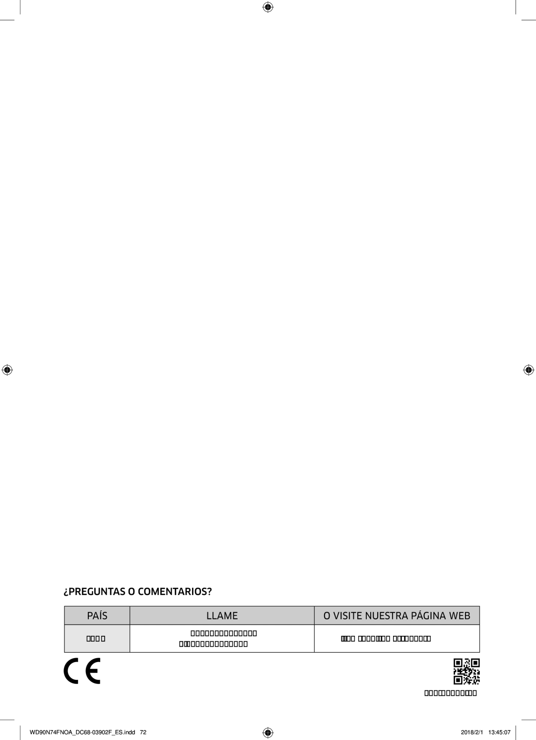 Samsung WD90N74FNOA/EC manual Spain 