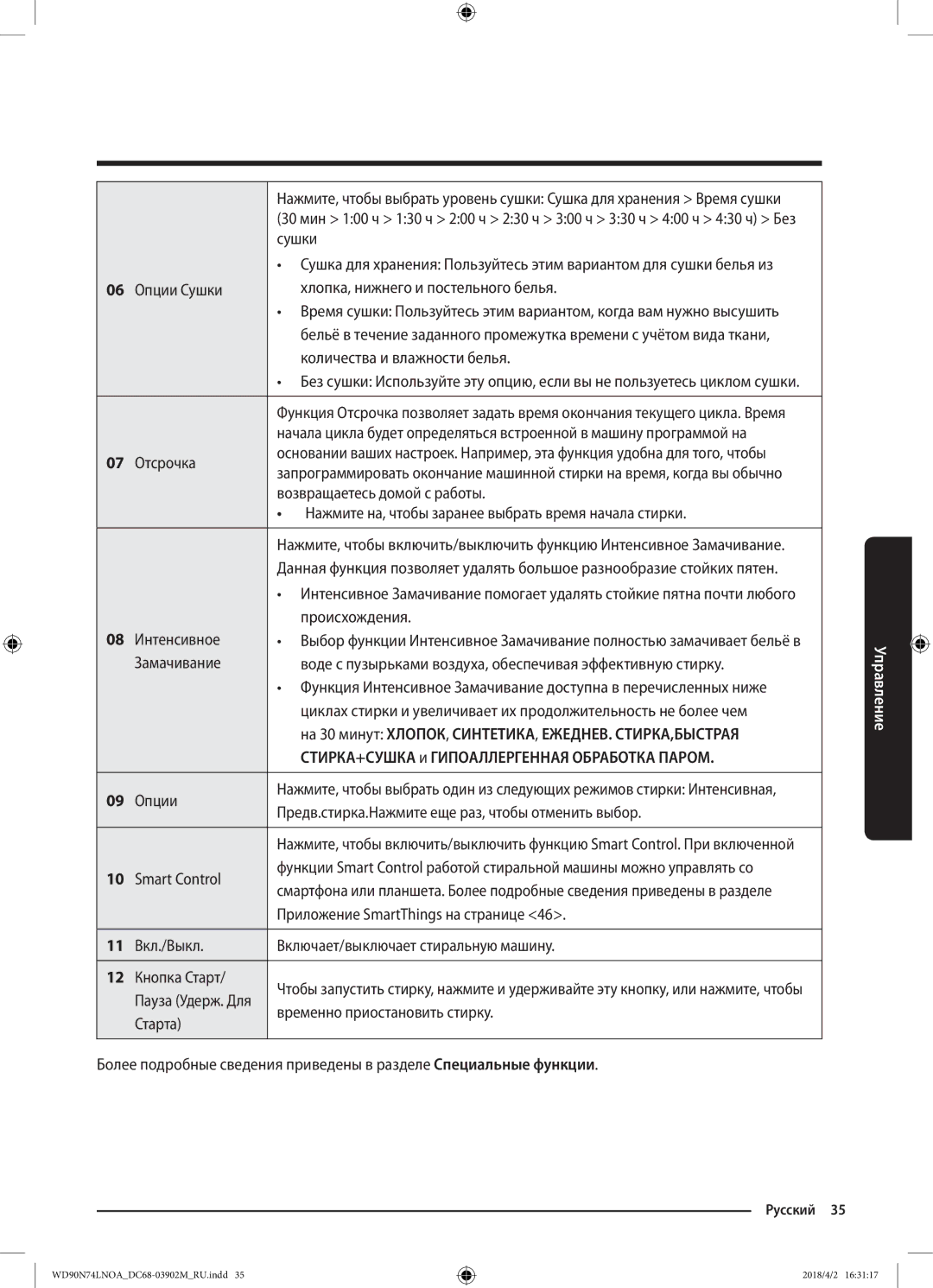 Samsung WD90N74LNOA/LP manual СТИРКА+СУШКА и Гипоаллергенная Обработка Паром 