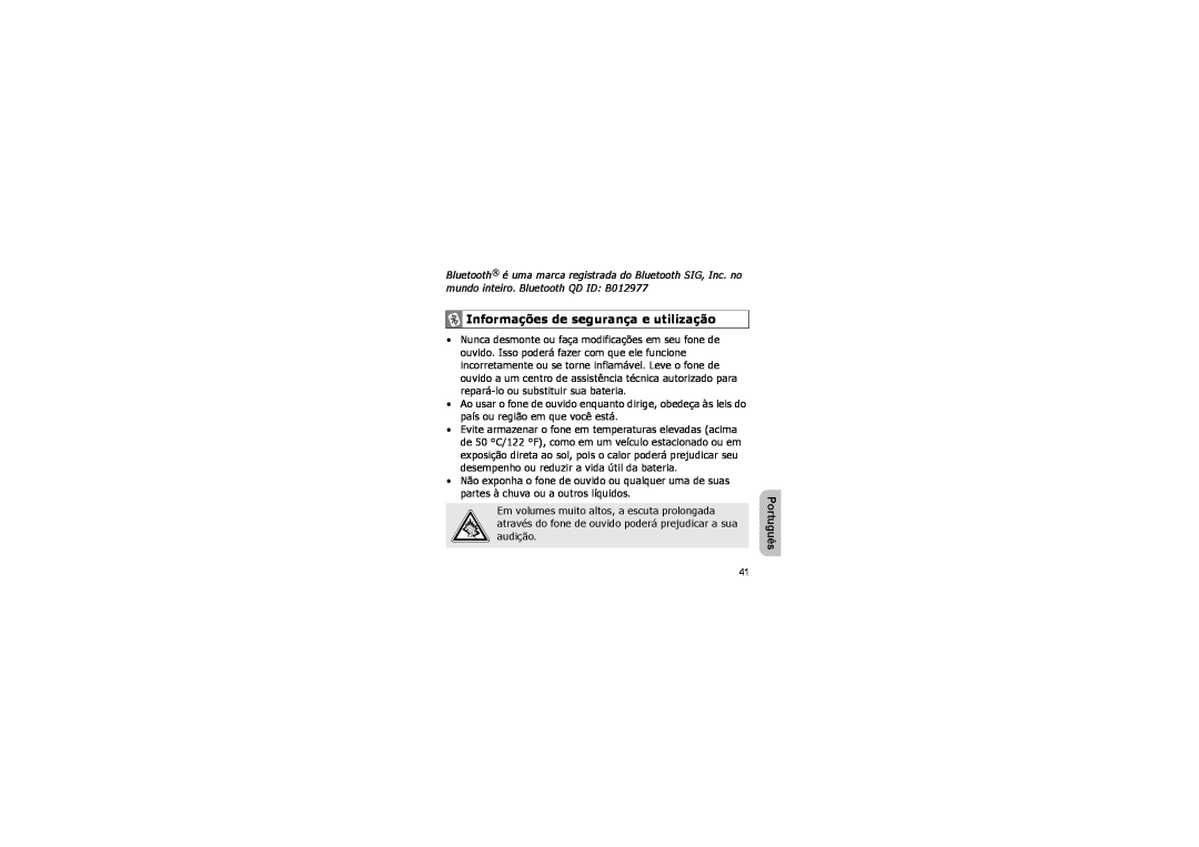 Samsung WEP 300 manual Informações de segurança e utilização, Português 