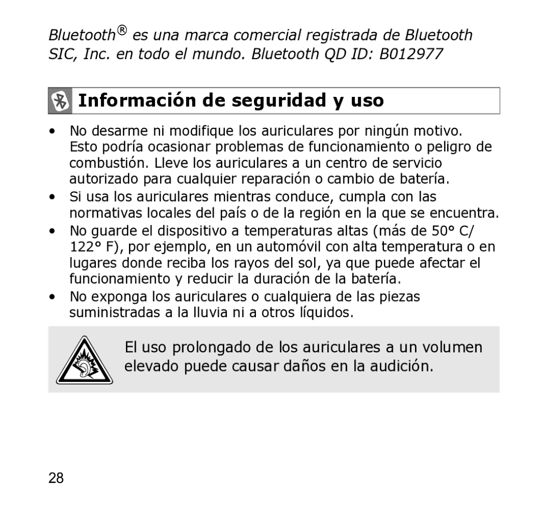 Samsung WEP301 Silver manual Información de seguridad y uso 