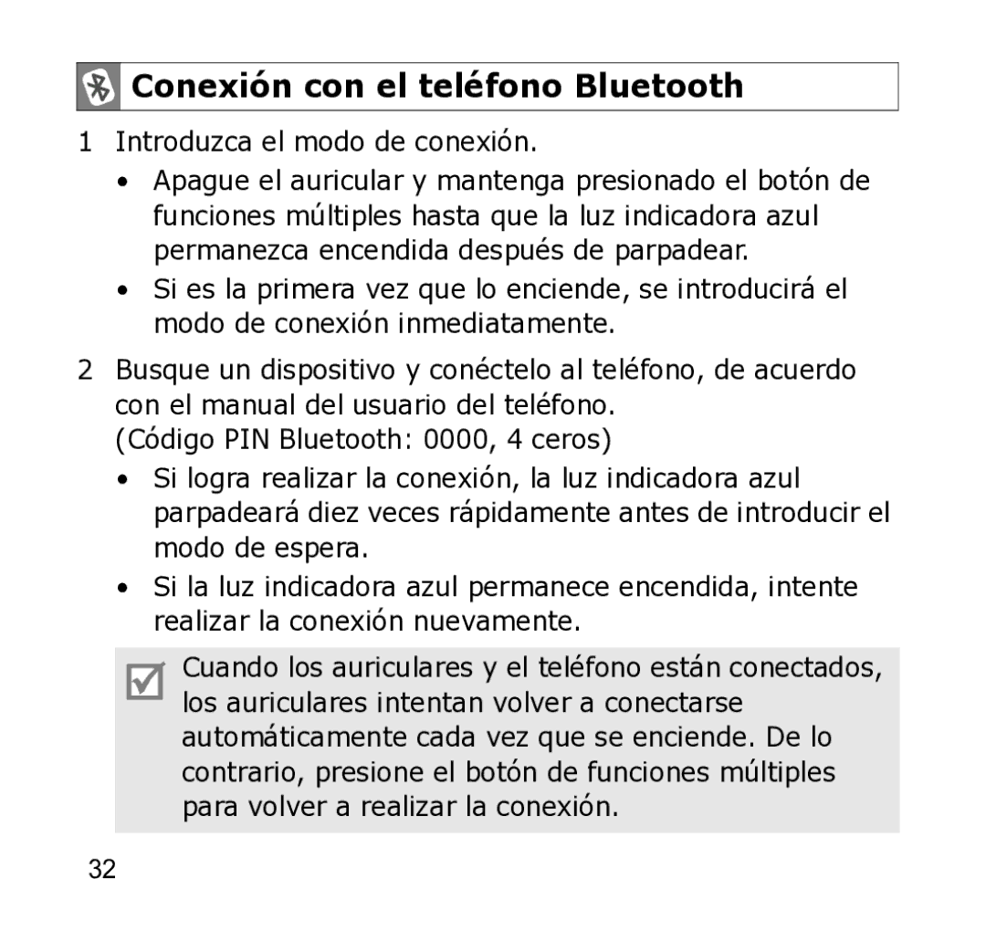 Samsung WEP301 Silver manual Conexión con el teléfono Bluetooth, Introduzca el modo de conexión 