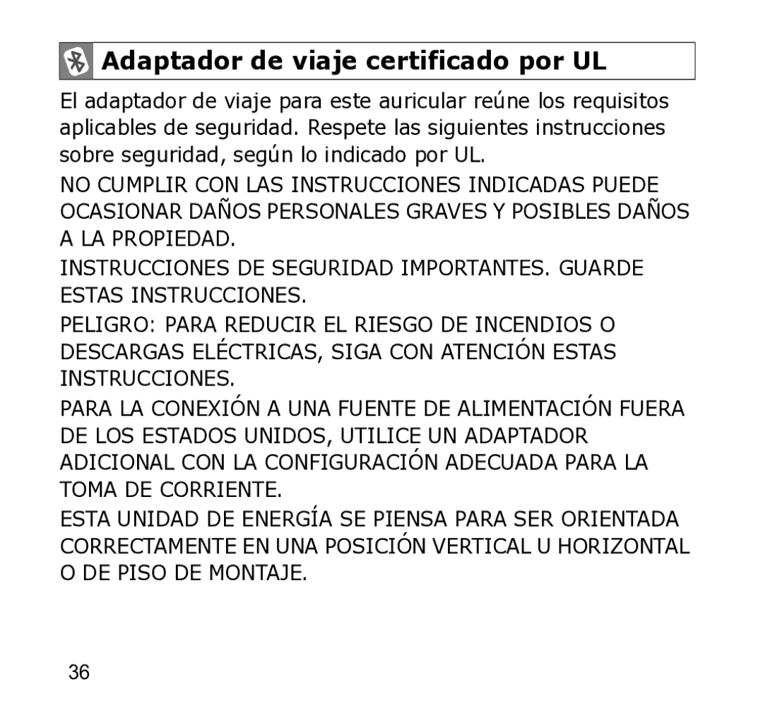 Samsung WEP301 Silver manual Adaptador de viaje certificado por UL 