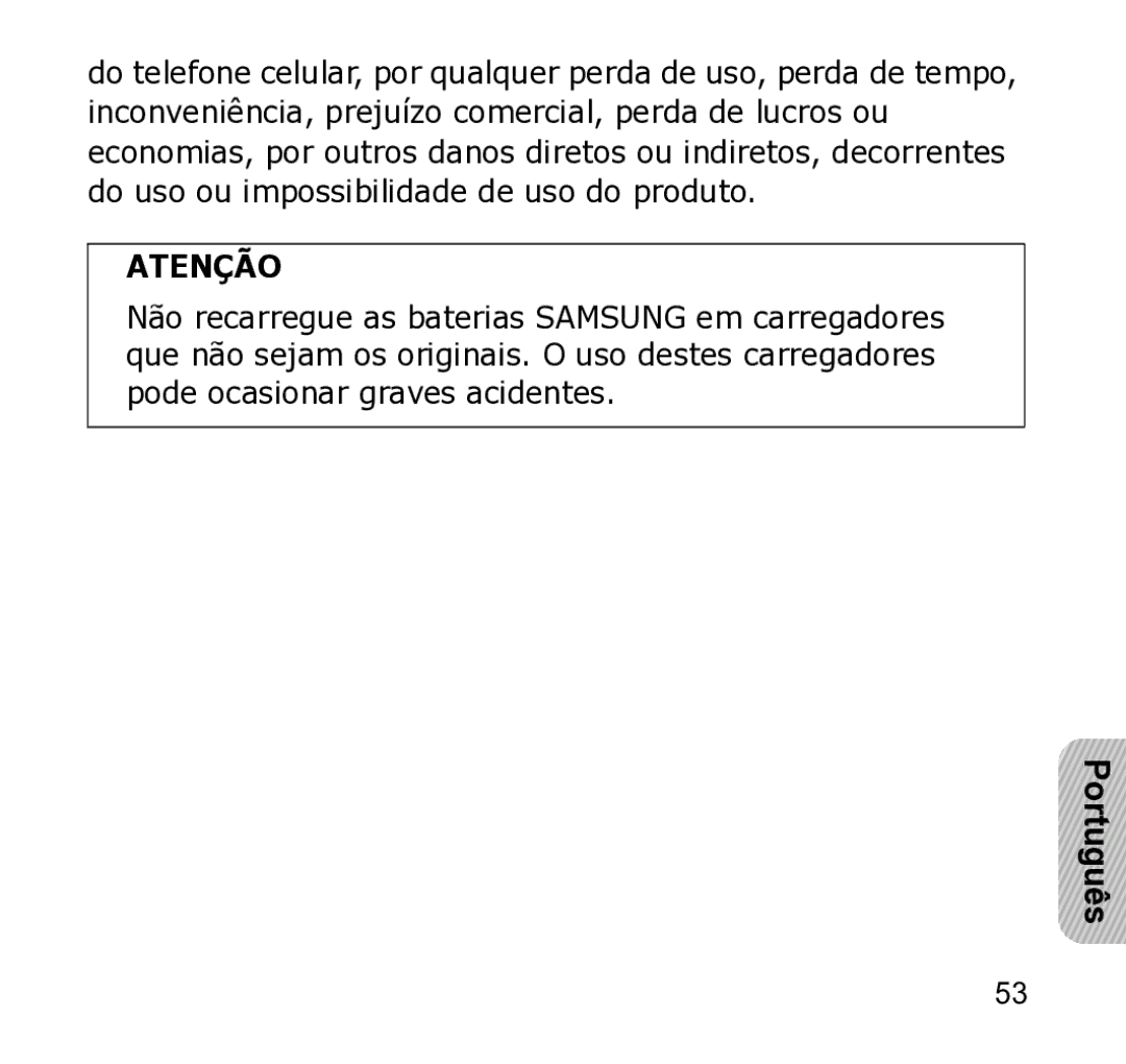 Samsung WEP301 Silver manual Atenção 