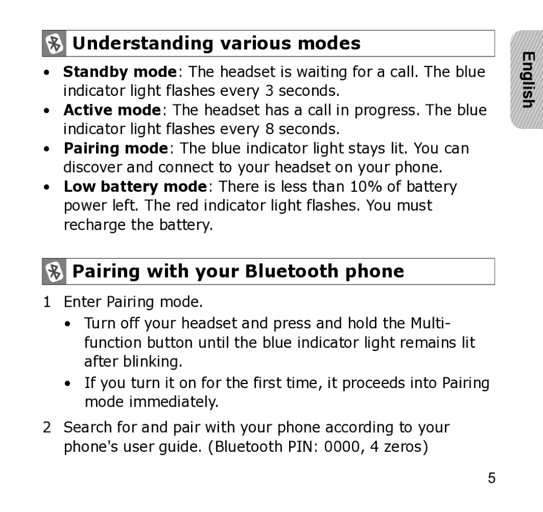 Samsung WEP301 Silver manual Understanding various modes, Pairing with your Bluetooth phone 