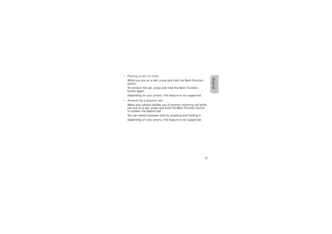 Samsung WEP420 manual Placing a call on hold, Answering a second call 