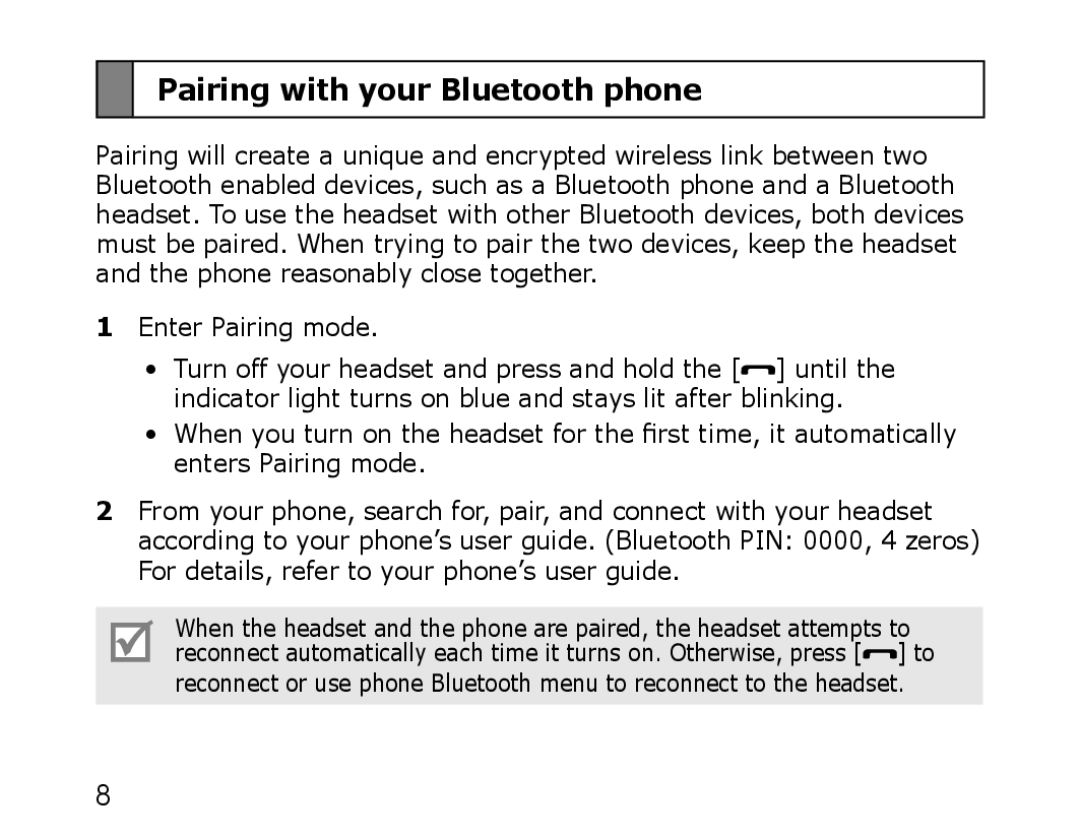 Samsung WEP750 manual Pairing with your Bluetooth phone, Enter Pairing mode 