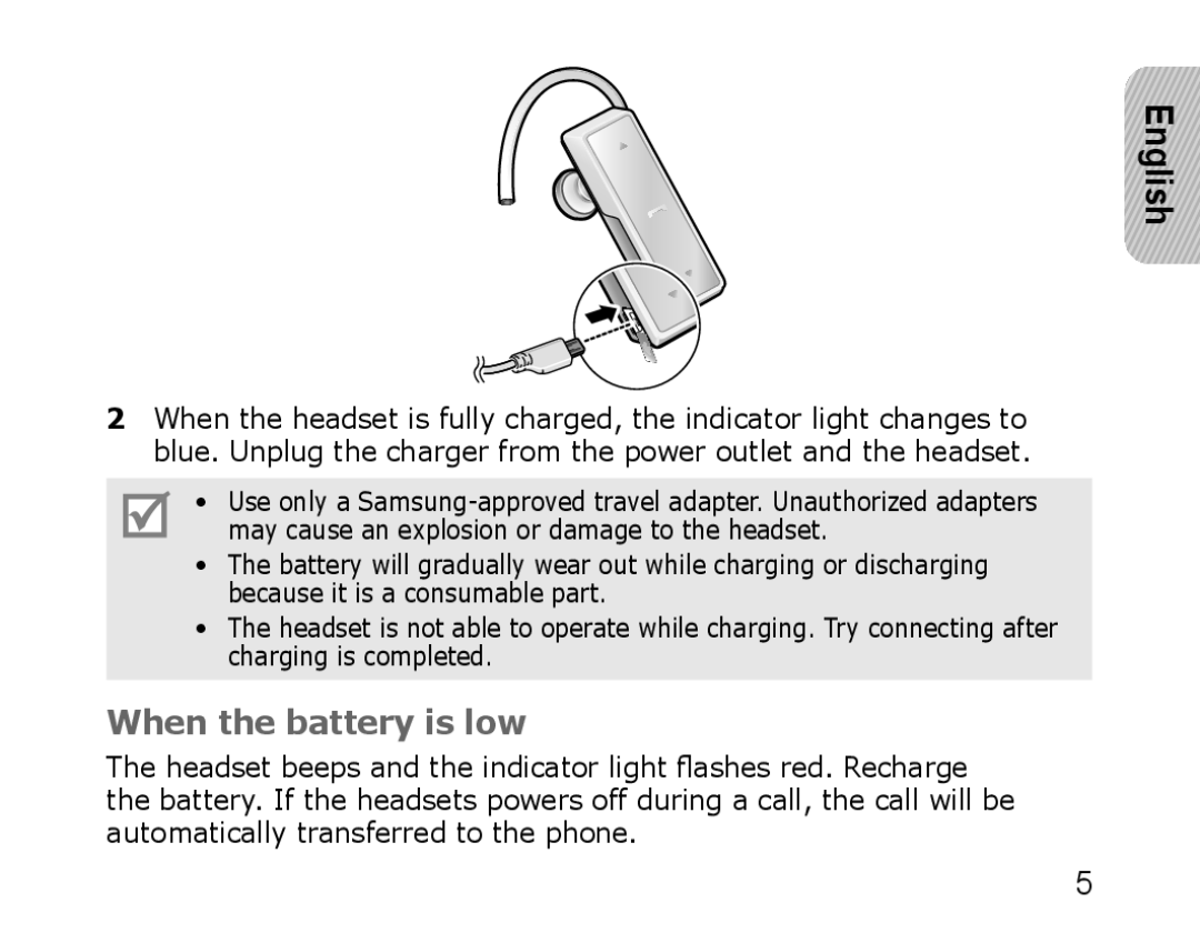 Samsung WEP750 manual When the battery is low 