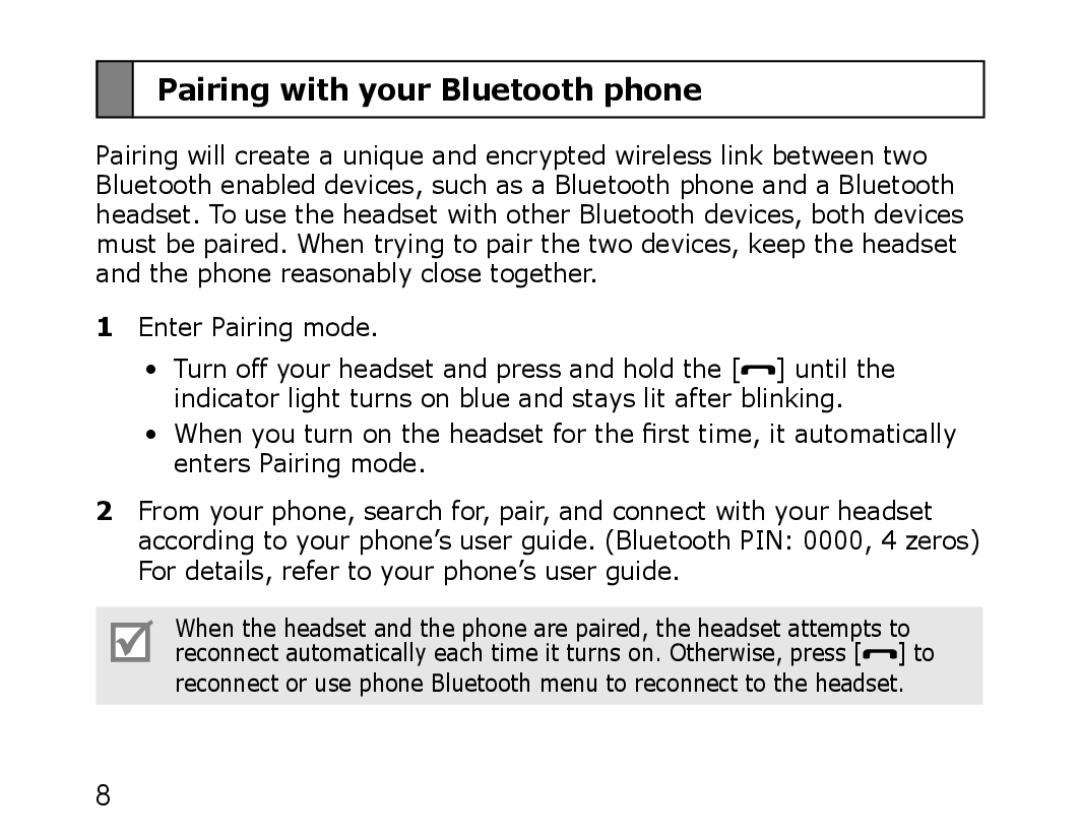 Samsung WEP750 manual Pairing with your Bluetooth phone 