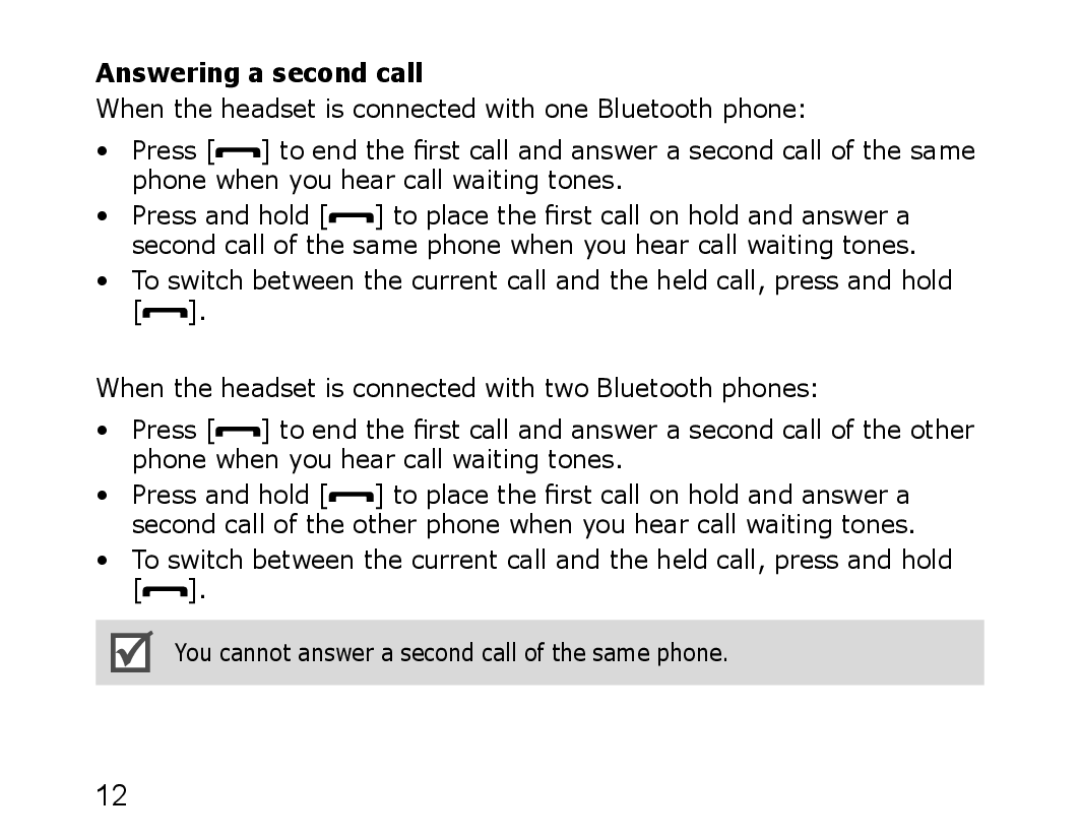 Samsung WEP850 appendix Answering a second call 