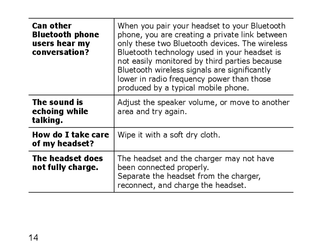 Samsung WEP850 appendix Can other, Bluetooth phone, Users hear my 