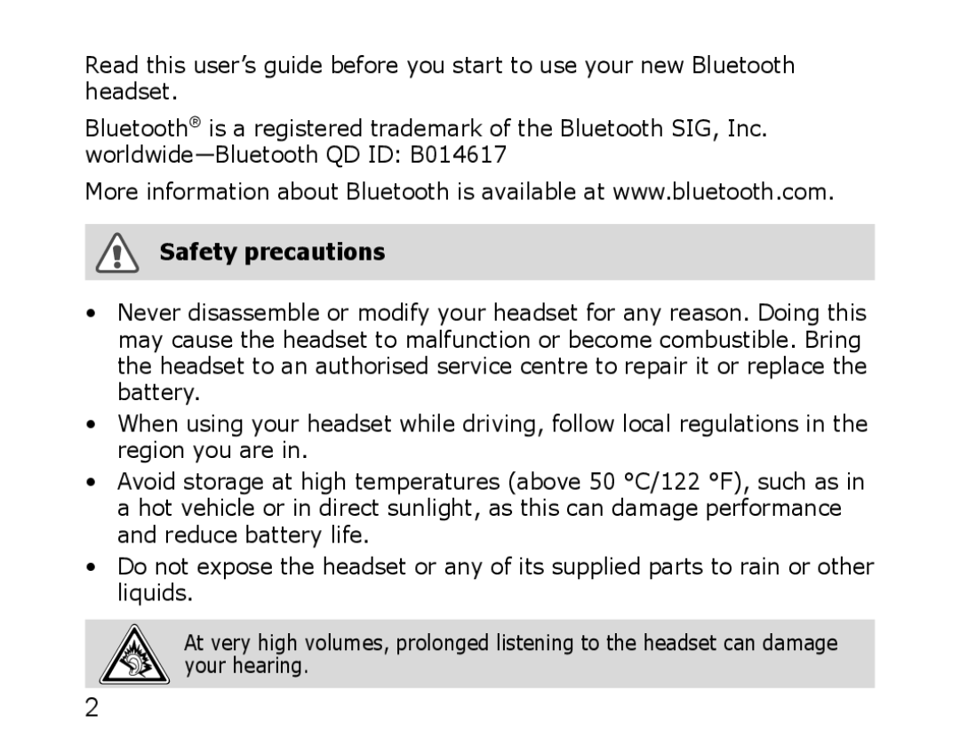 Samsung WEP850 appendix Safety precautions 