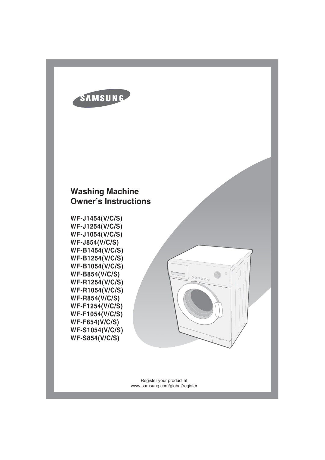 Samsung WF-B1054V/XEH manual Washing Machine Owner’s Instructions 