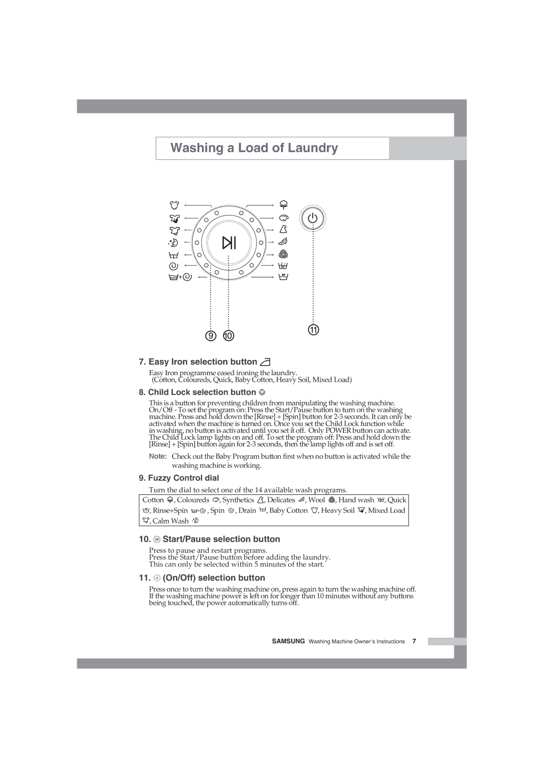 Samsung WF-B1054V/XEH manual Easy Iron selection button, Calm Wash 