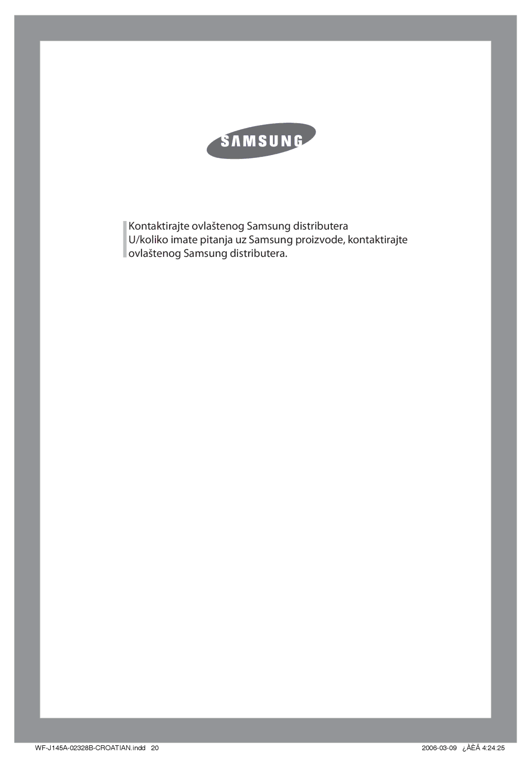 Samsung WF-B105AV/YLG manual WF-J145A-02328B-CROATIAN.indd 2006-03-09 ¿ÀÈÄ 