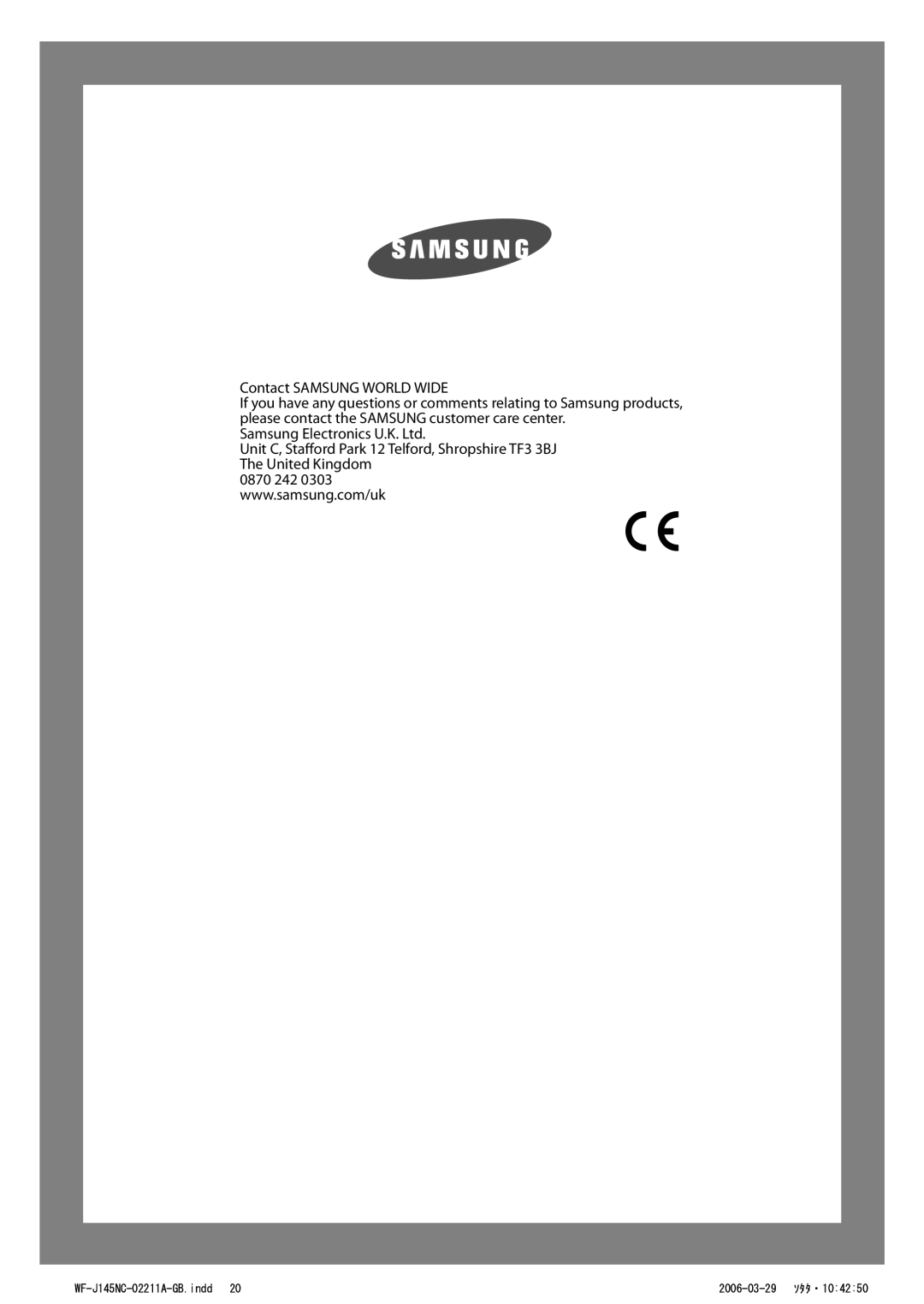 Samsung WF-B85N(V/C/S), WF-B105N(V/C/S), WF-B125N(V/C/S), WF-B145N(V/C/S) WF-J145NC-02211A-GB.indd 2006-03-29 ｿﾀﾀ・104250 