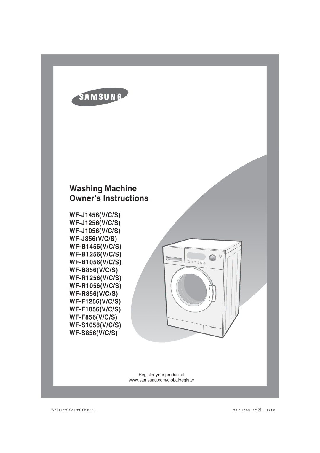 Samsung WF-B1256V/XEE manual Washing Machine Owner’s Instructions 