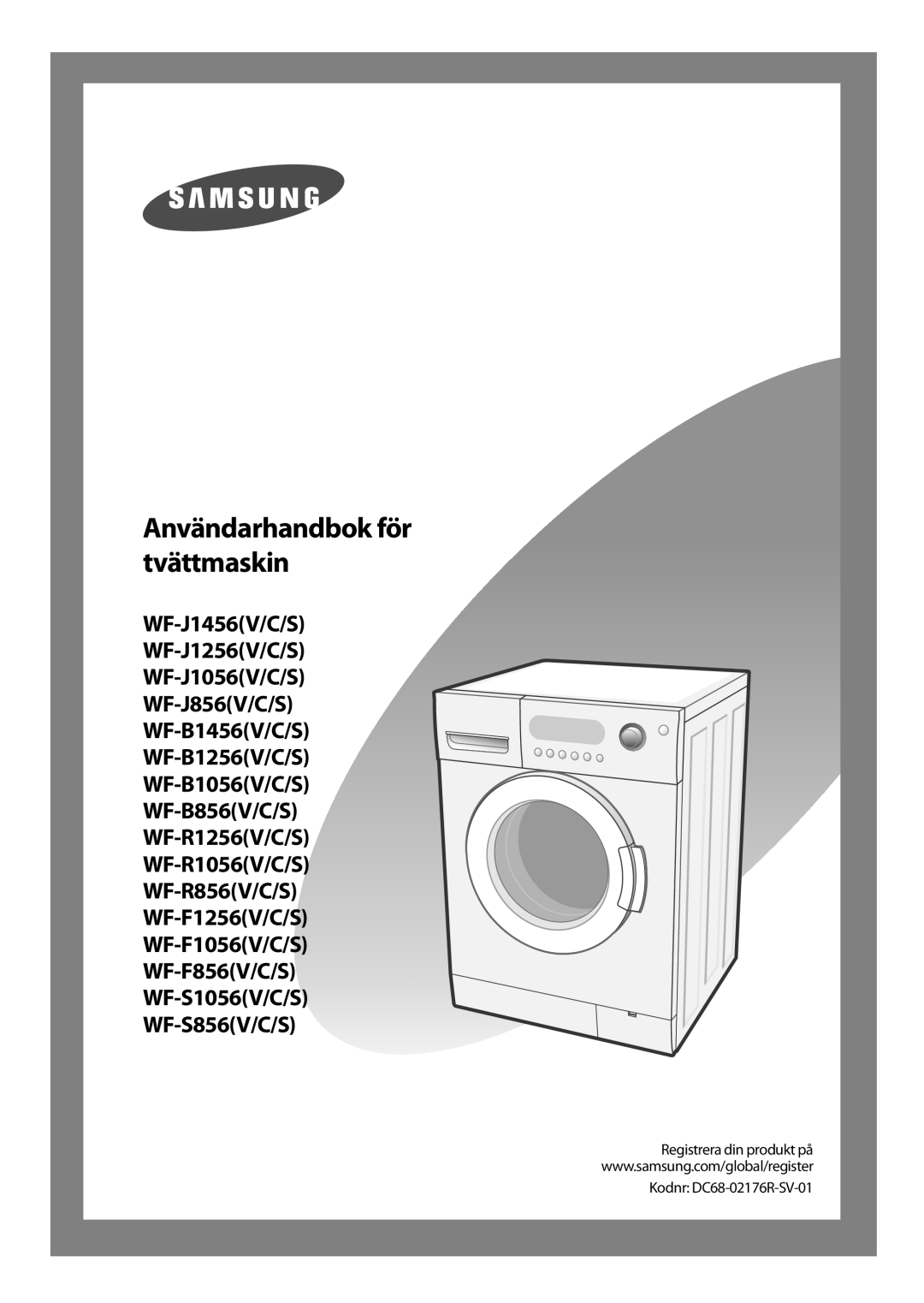 Samsung WF-B1256V/XEE manual Användarhandbok för tvättmaskin, Kodnr DC68-02176R-SV-01 