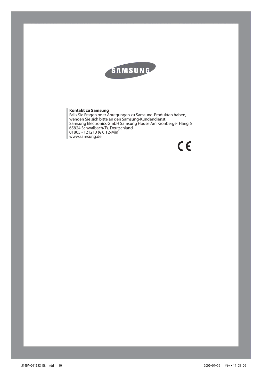 Samsung WF-B125AV/XEG, WF-B145AV/XEG manual Kontakt zu Samsung 