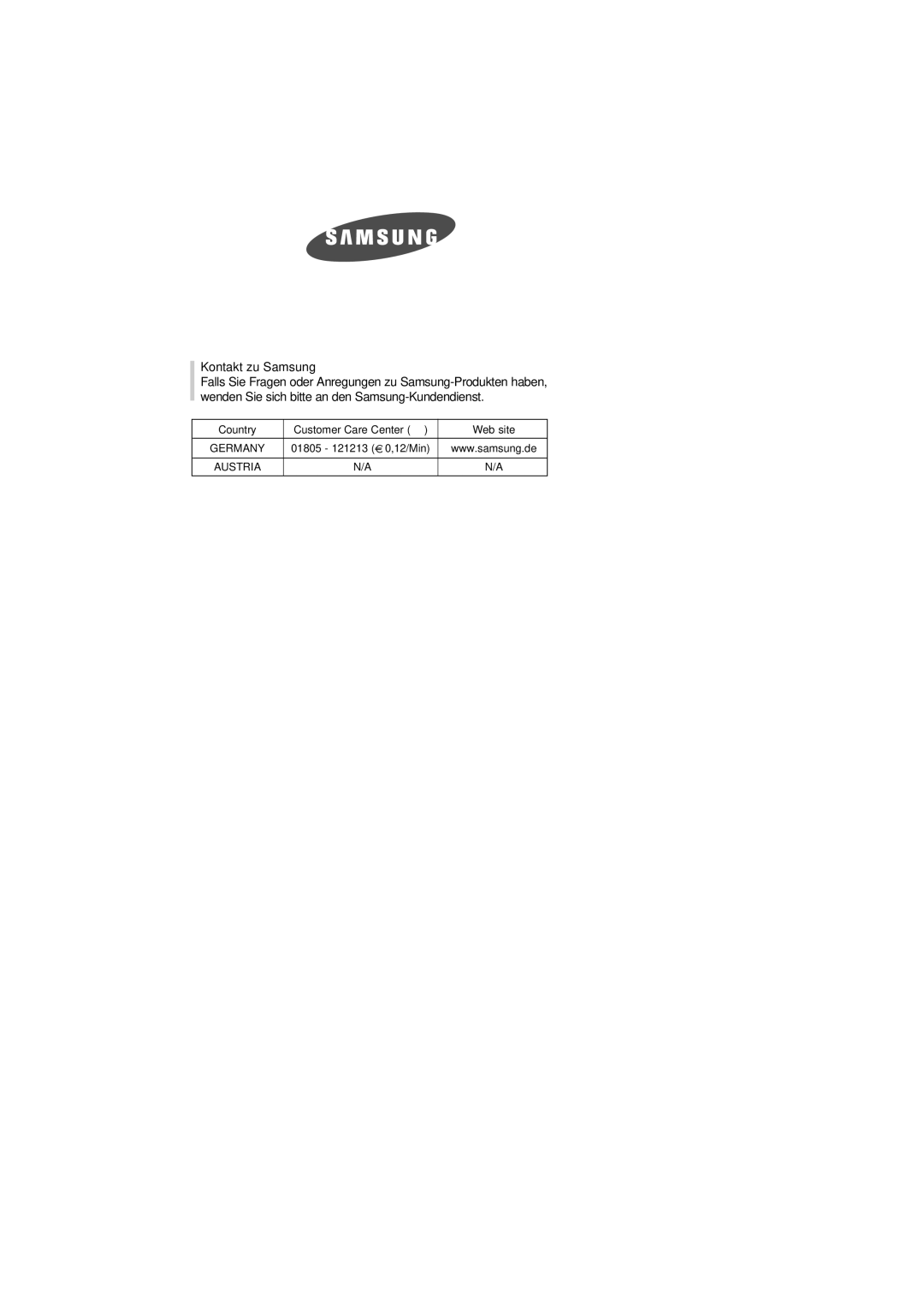 Samsung WF-B1261/XAG manual Kontakt zu Samsung 