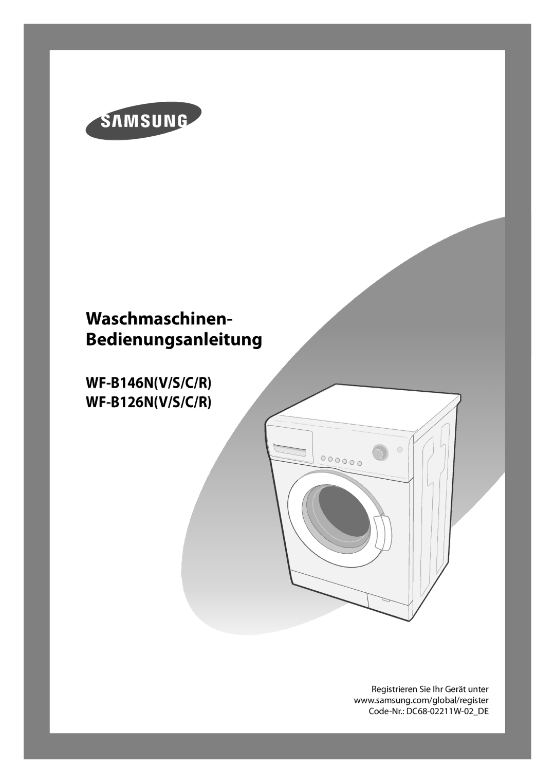 Samsung WF-B146NV/XEG, WF-B126NV/XEG manual Waschmaschinen- Bedienungsanleitung 