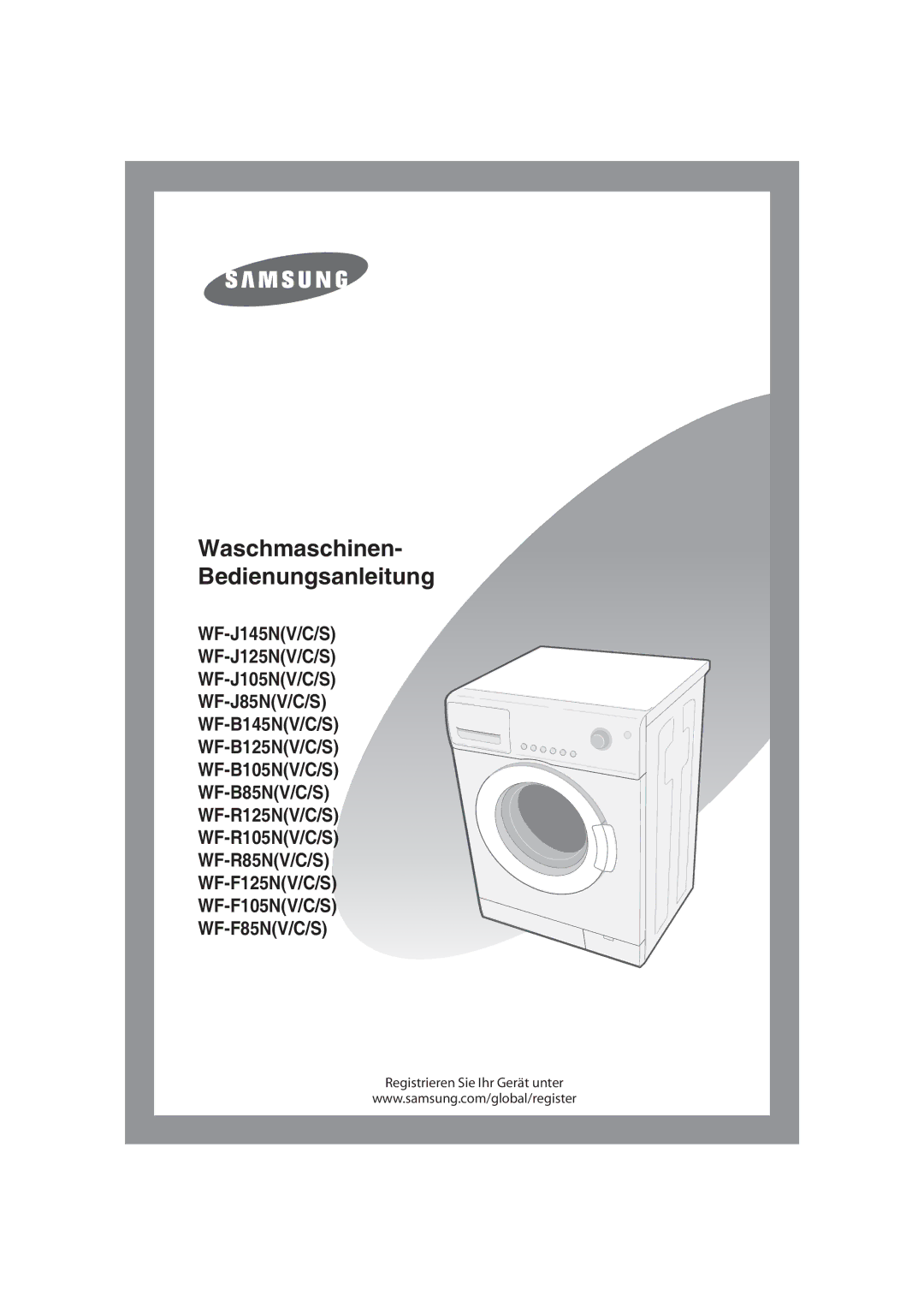 Samsung WF-B125NV/XEG, WF-B145NV/XEG manual Waschmaschinen- Bedienungsanleitung 