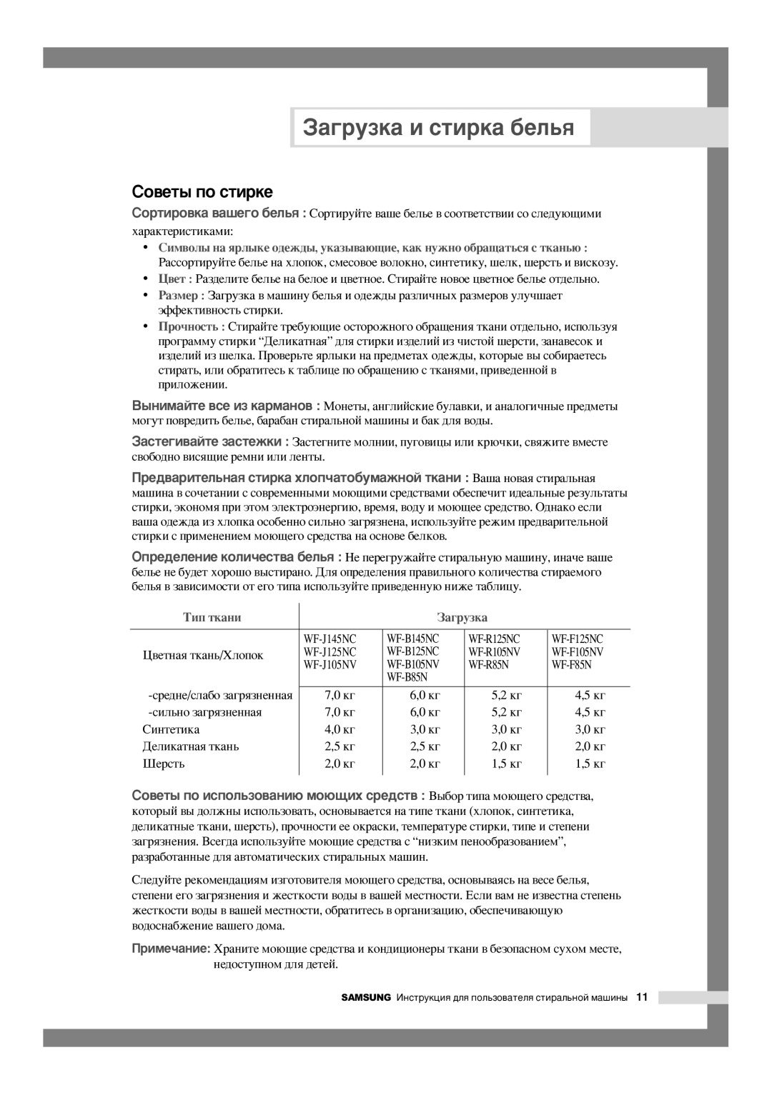 Samsung WF-F105NV/YLP manual Ëó‚Âú˚ Ôó Òúëíâ, Ëîóêâìëë, WF-J145NC WF-B145NC WF-R125NC WF-F125NC, ‚ÂÚÌ‡ﬂ ÚÍ‡Ì¸/ïÎÓÔÓÍ 