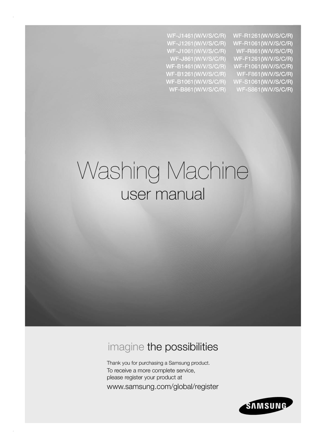 Samsung WF-B861, WF-F1261, WF-F1061, WF-B1461, WF-B1261, WF-B1061 user manual Washing Machine 