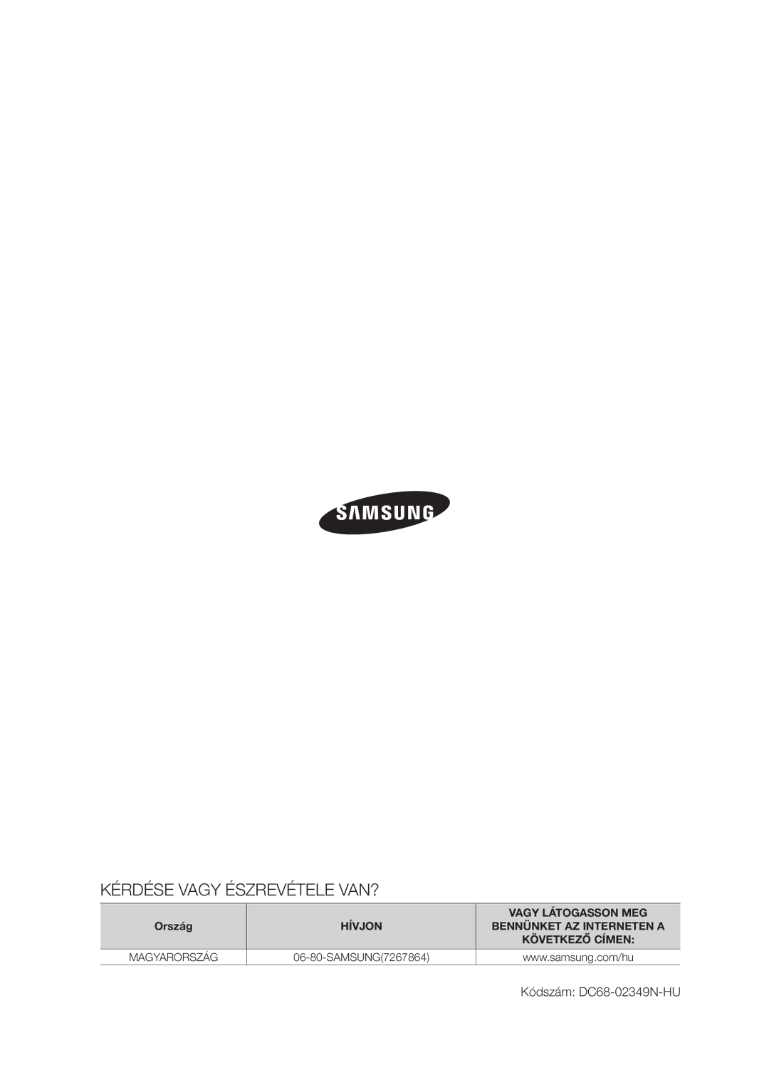 Samsung WF-F862GW/XEH, WF-R1062GW/XEH, WF-F1062GW/XEH, WF-R862GW/XEH, WF-F1062GW/XEO manual Kérdése Vagy Észrevétele VAN? 