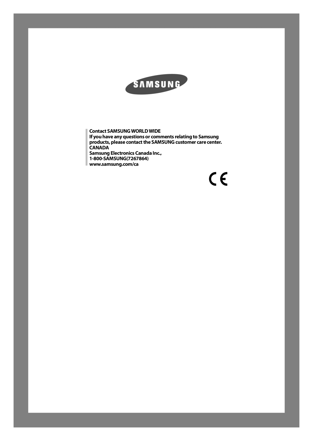 Samsung WF-J1054 manual Contact Samsung World Wide 