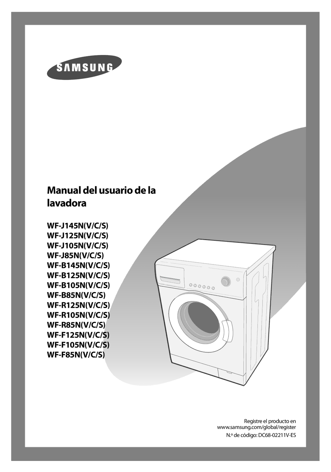 Samsung WF-J125N/XEC manual Manual del usuario de la lavadora, De código DC68-02211V-ES 