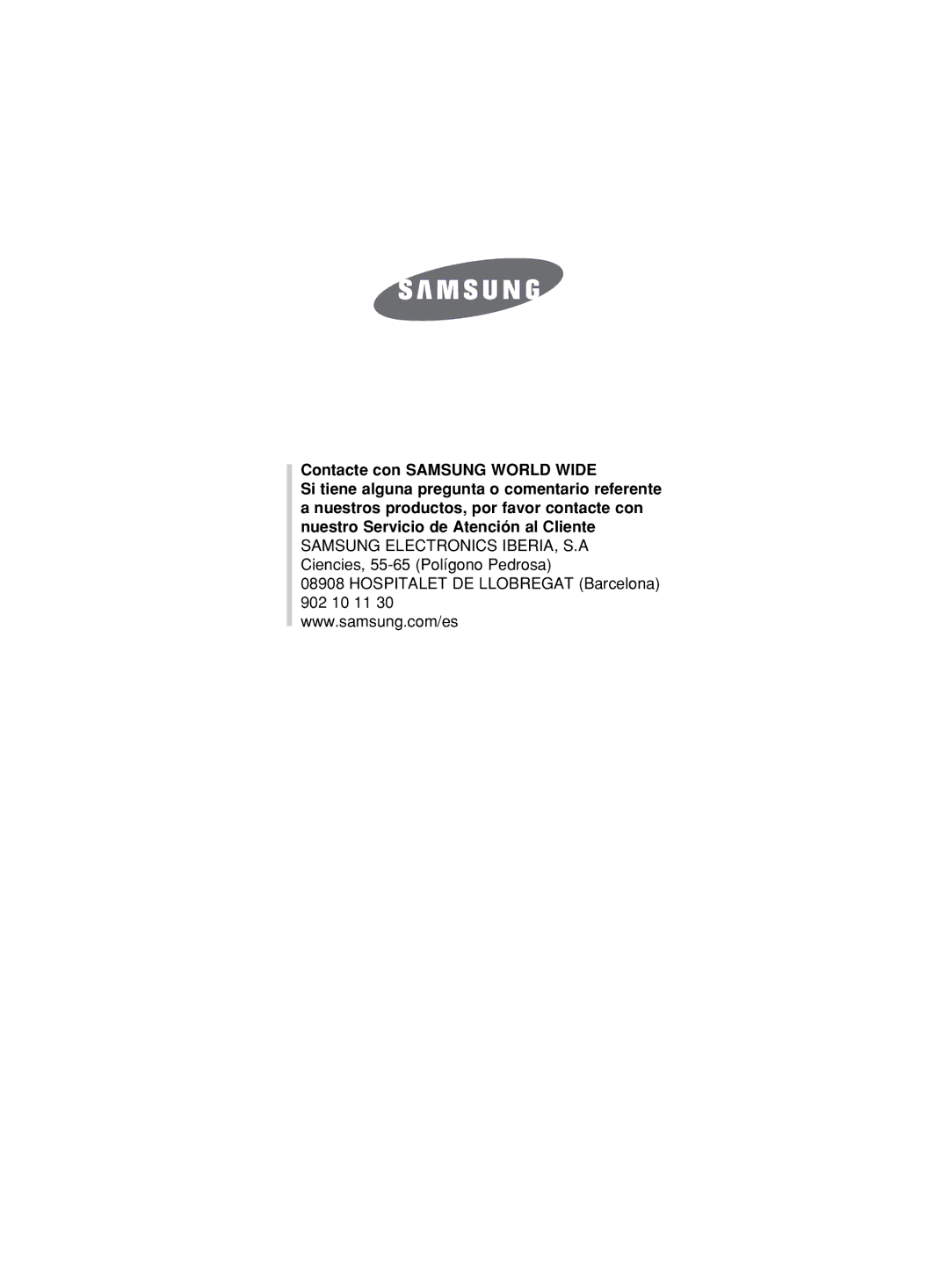 Samsung WF-J1262/XEC, WF-B1262/XEC manual Contacte con Samsung World Wide 