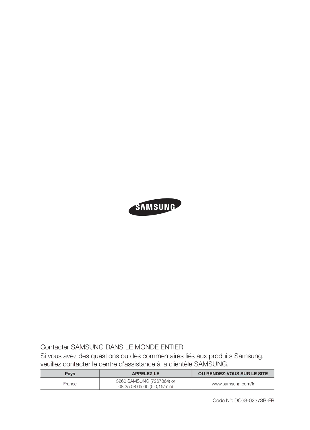 Samsung WF-J1263/XEF manual Code N DC68-02373B-FR 