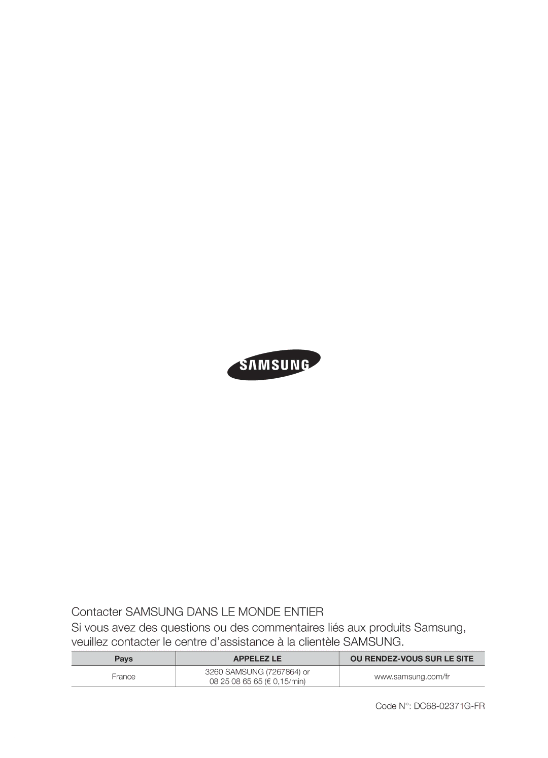 Samsung WF-J1264A/XEF manual Code N DC68-02371G-FR 