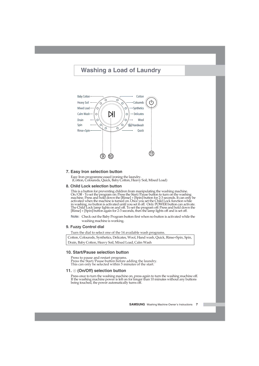 Samsung WF-J854/YLV manual Easy Iron selection button 