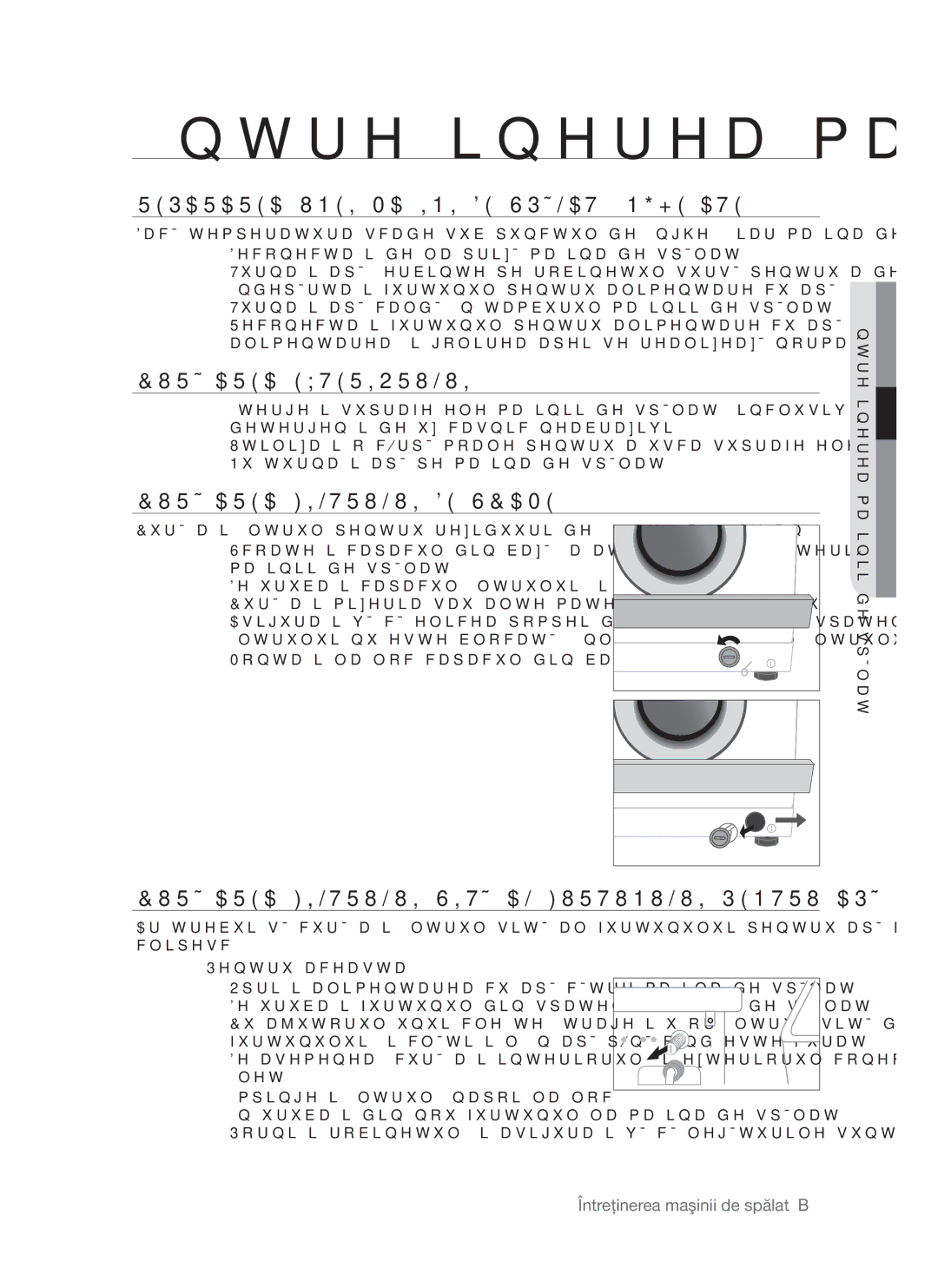 Samsung WF-S861/YLR Întreţinerea maşinii de spălat, Repararea Unei Maşini DE Spălat Îngheţate, Curăţarea Exteriorului 