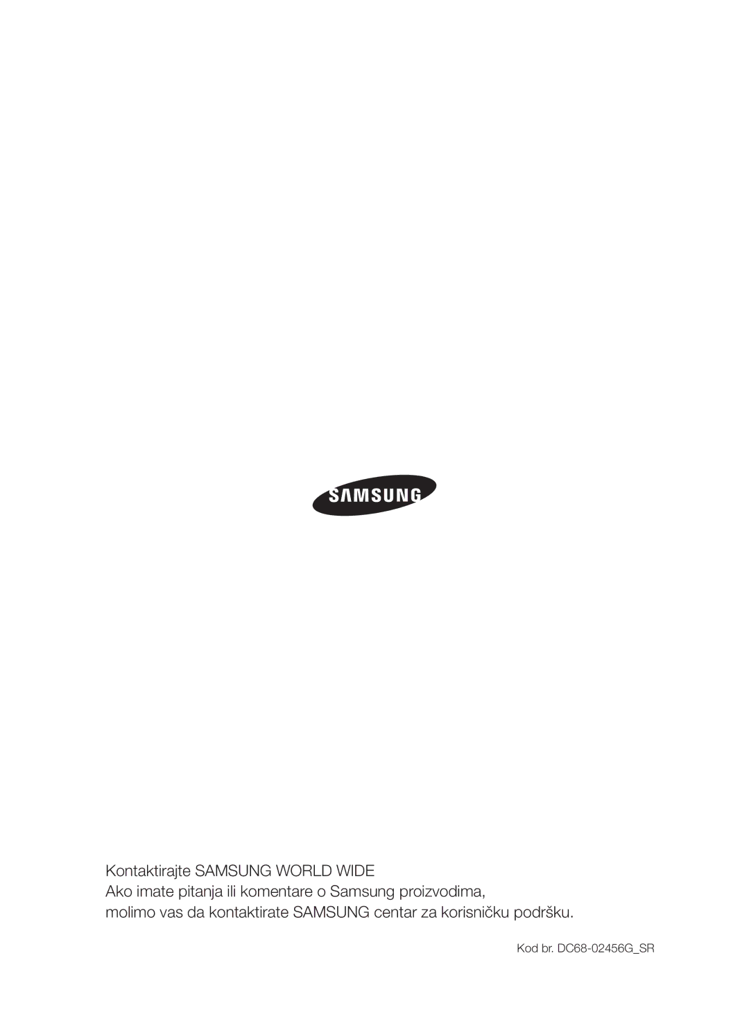 Samsung WF-S861GW/YLE, WF-S861/YLP, WF-S861/YLR manual Kod br. DC68-02456GSR 