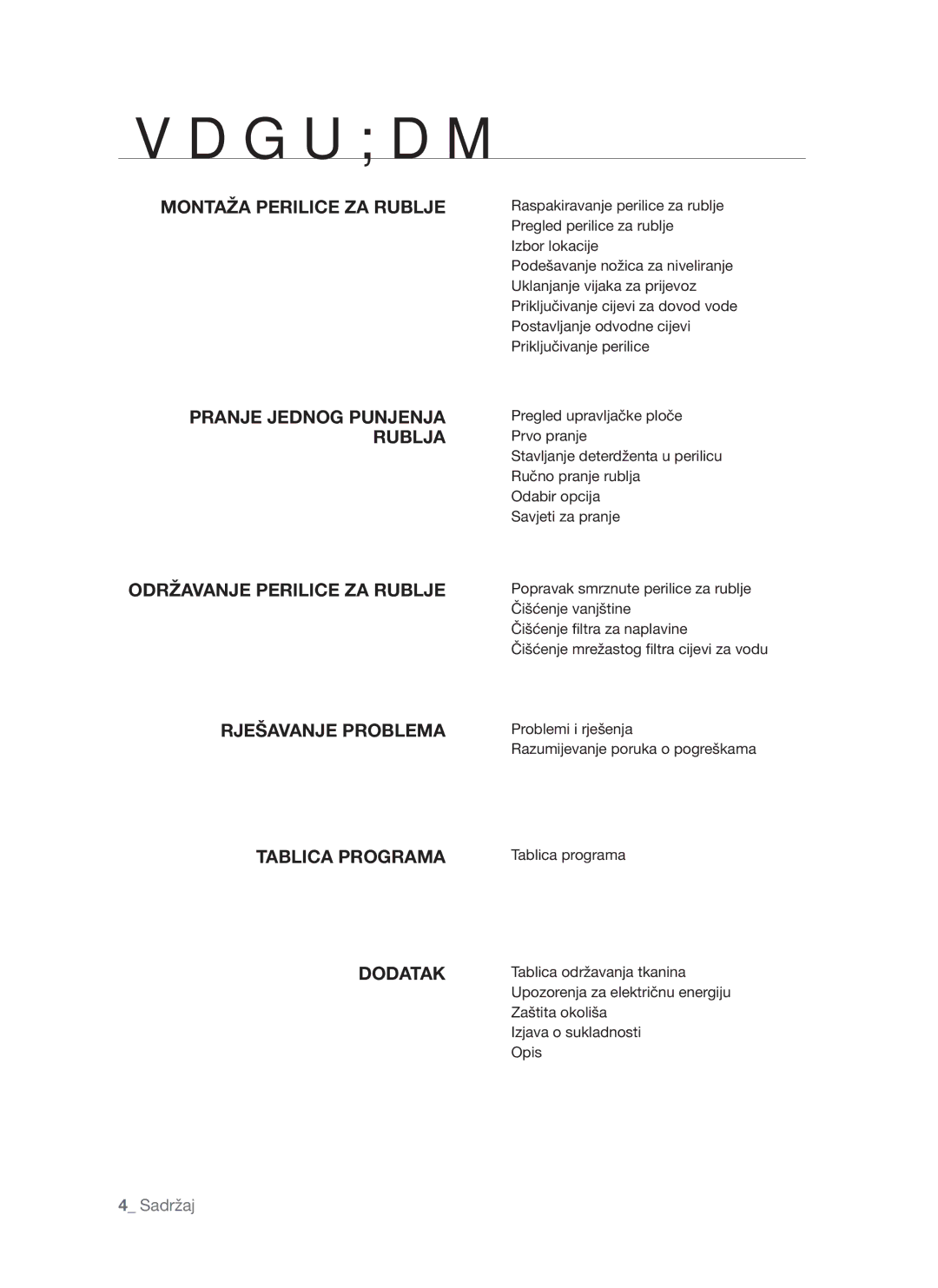 Samsung WF-S861GW/YLE, WF-S861/YLP, WF-S861/YLR Tablica održavanja tkanina, Zaštita okoliša, Izjava o sukladnosti, Opis 