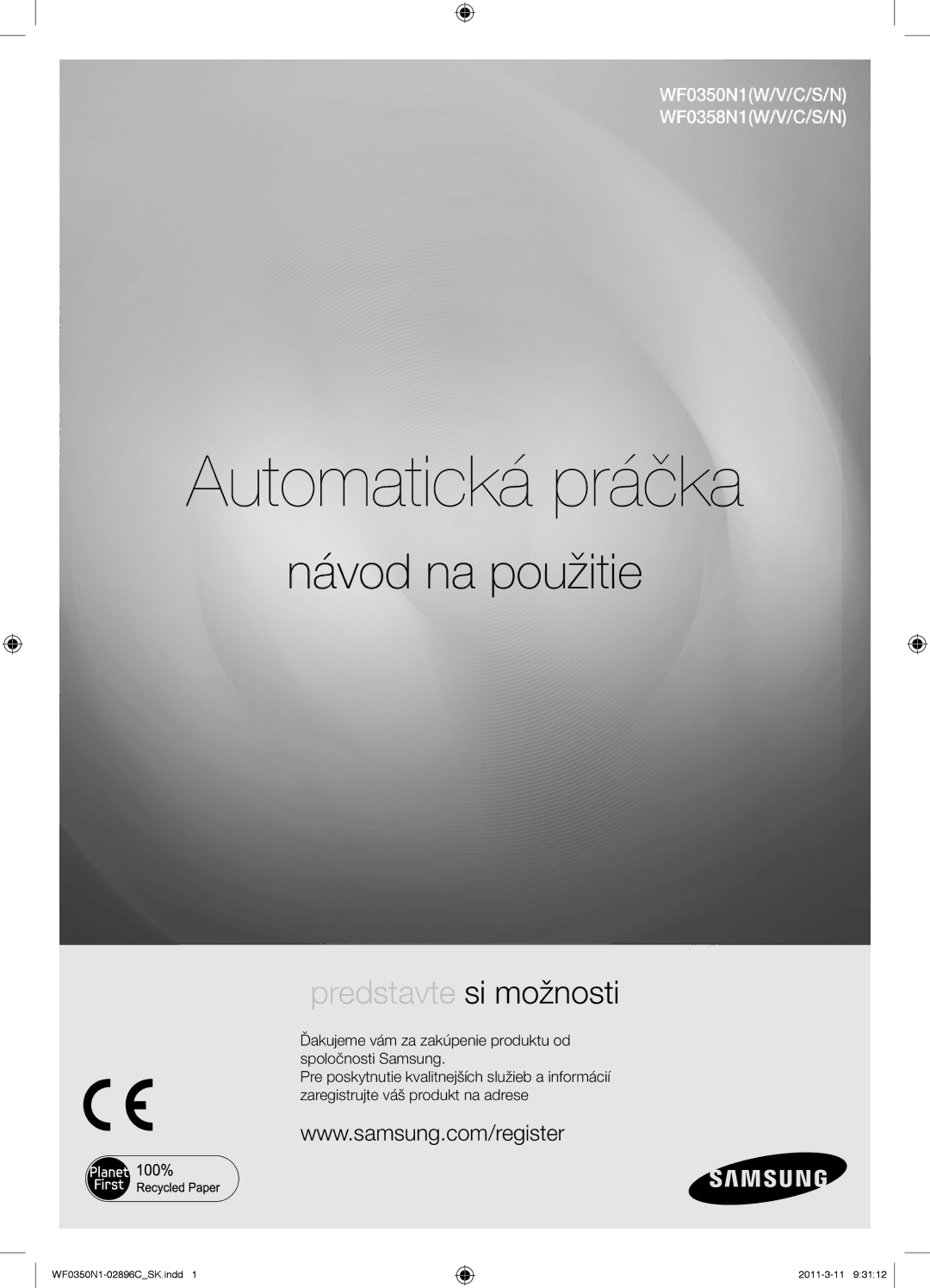 Samsung WF0350N1N/XEH manual Automatická práčka 