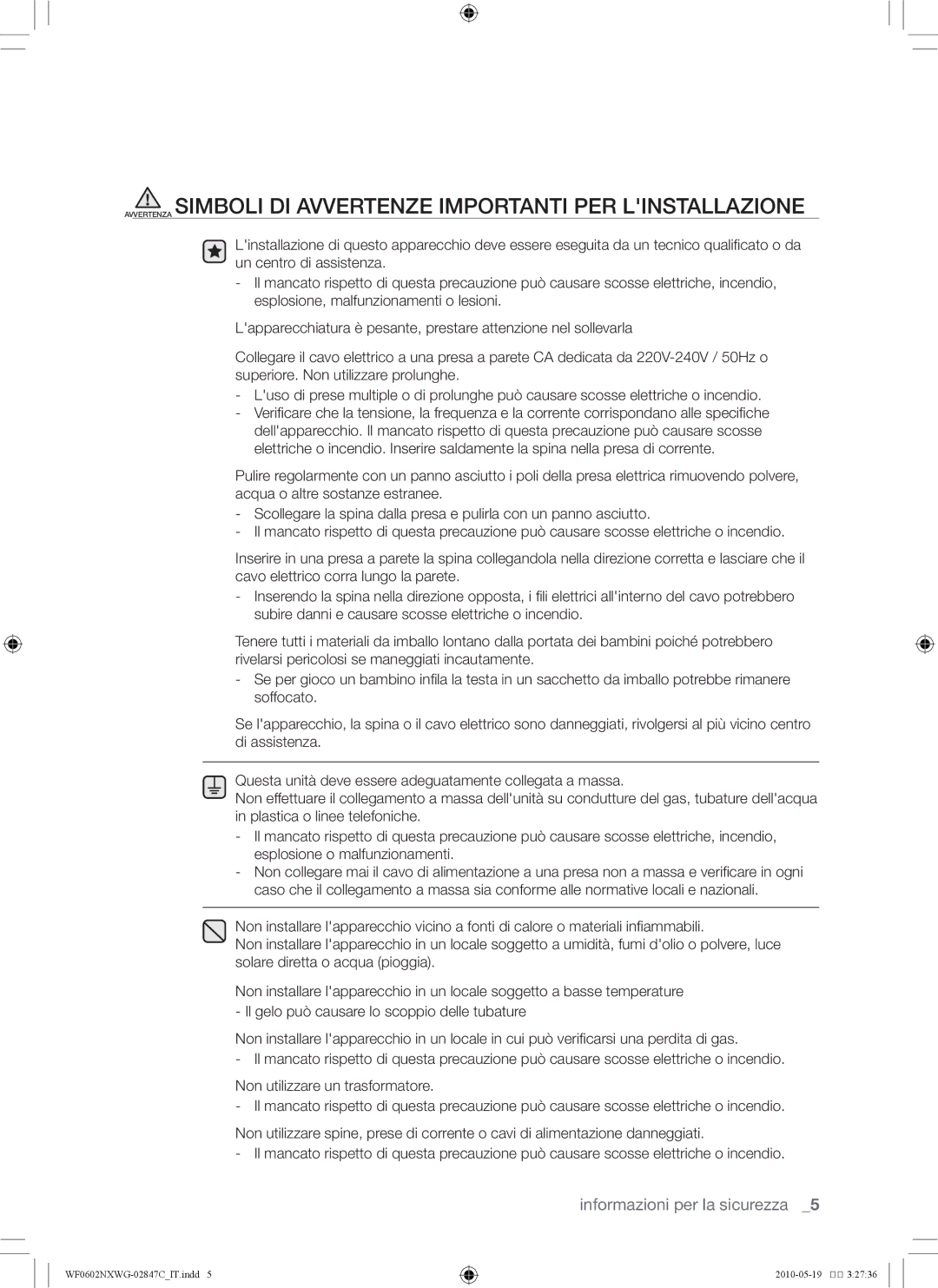 Samsung WF0602NXWG/XEE, WF0500NXWG/XEE manual 2010-05-19 