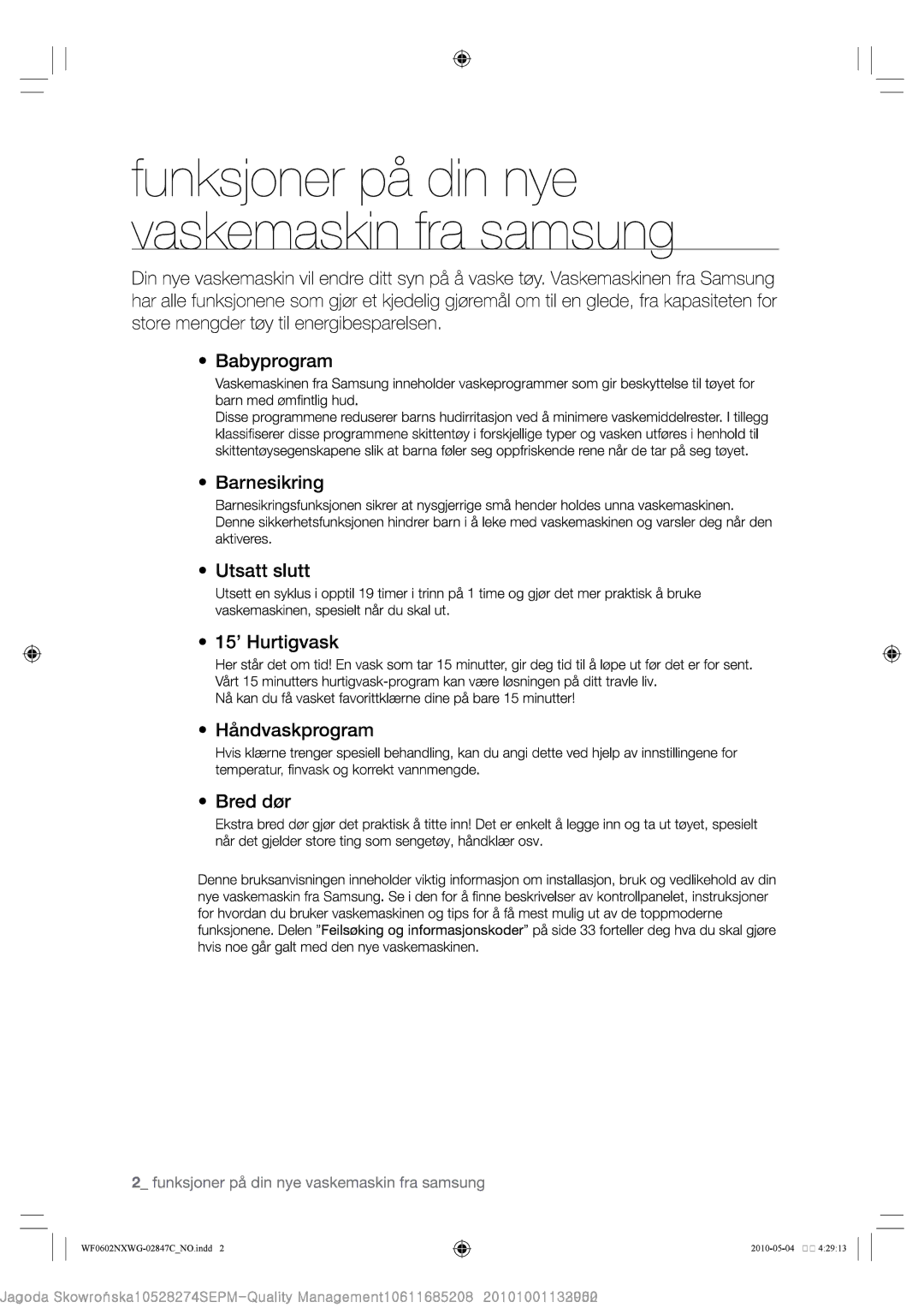 Samsung WF0602NXWG/XEE, WF0500NXWG/XEE manual 